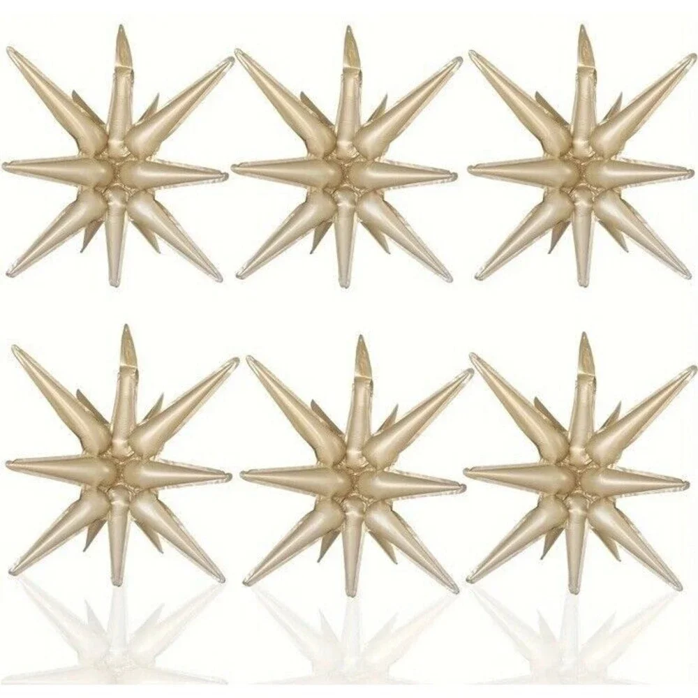 6 piece Explosion Star Foil Balloon CARAMEL Decorations Birthday Party Wedding